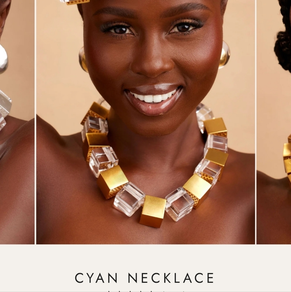 Khoi CYAN Necklace Gold and Acrylic BRAND NEW WITH TAG